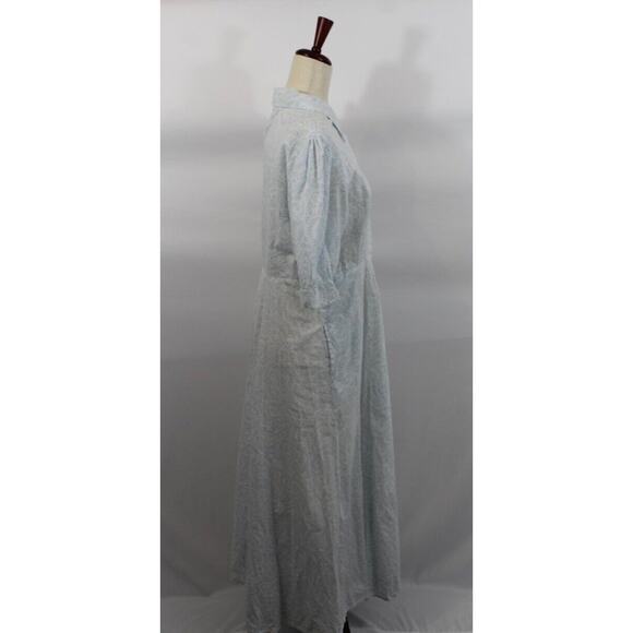 INDIA AMORY Julia SZ L Large Blue Short Sleeve Shirt Dress Blue Wisteria Floral - Picture 5 of 9